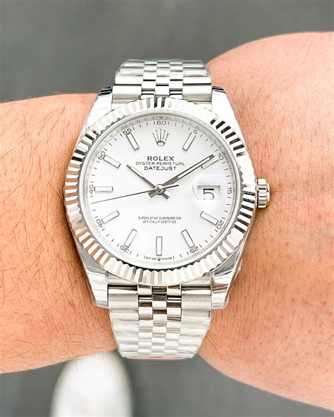 rolex datejust 41mm white dial|rolex datejust 41 retail price.